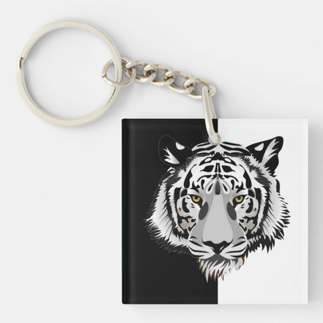 Llavero Tigre en blanco y negro  (Frente)