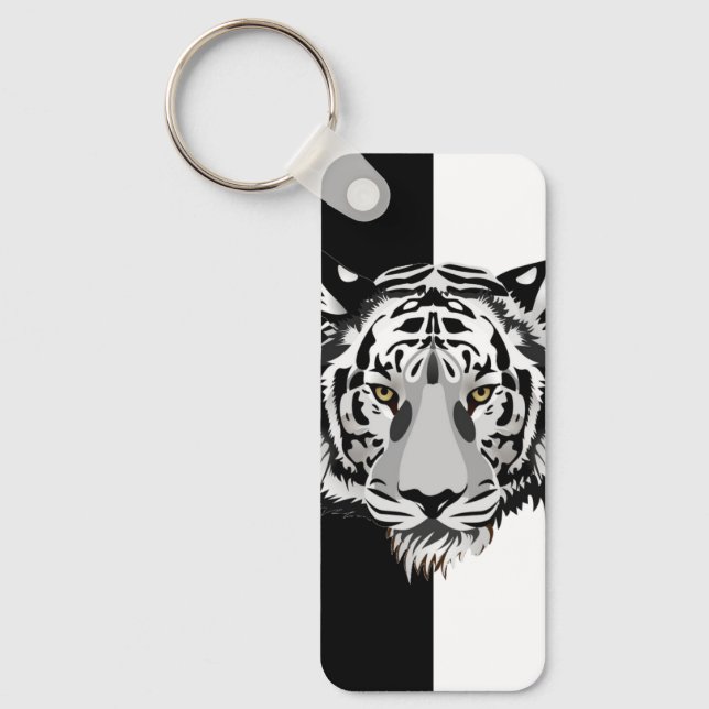 Llavero Tigre en blanco y negro  (Anverso)