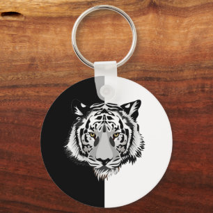 Llavero Tigre en blanco y negro 