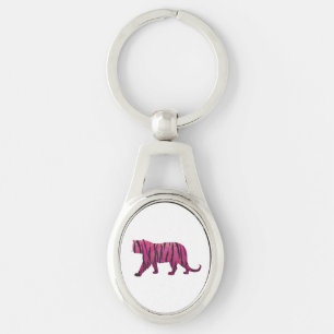 Llavero Tigre rosa y negro de silueta