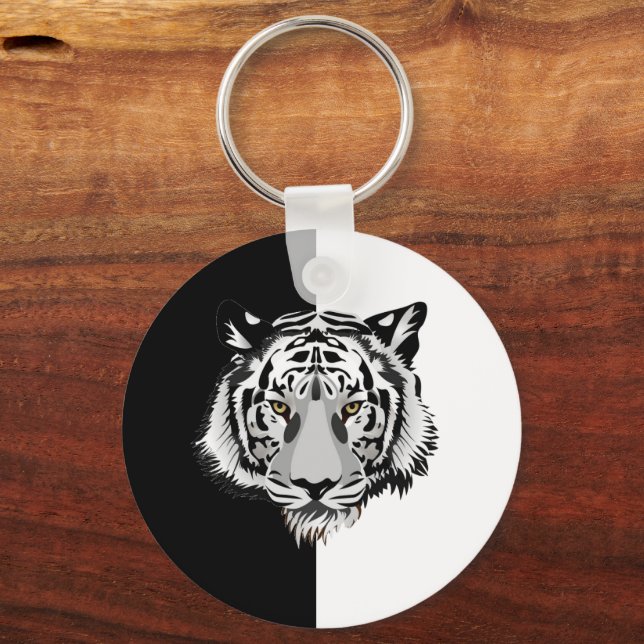 Llavero Tigre sobre blanco y negro (Anverso)