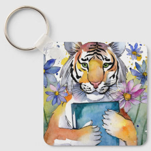 Llavero Tigre Sobrio Sosteniendo Libro Grande Oración AA P