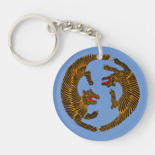 Llavero Tigres de arte folklórico de la antigua Japón