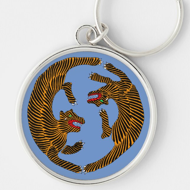 Llavero Tigres de arte folklórico de la antigua Japón (Frente)