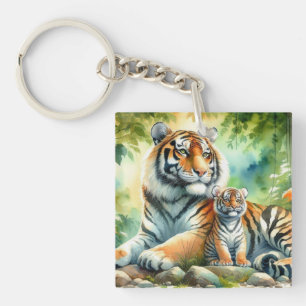 Llavero Tigres en una exuberante pintura del paraíso de la