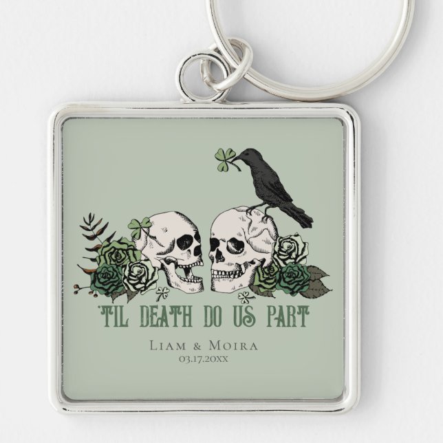 Llavero Til Death Gothic St Patricks Day Floral Cráneo (Frente)