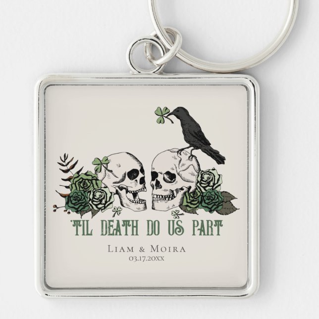 Llavero Til Death Gothic St Patricks Day Floral Cráneo (Frente)