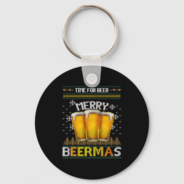 Llavero Time For Beer Merry Beermas Funny Christmas Beer L (Anverso)