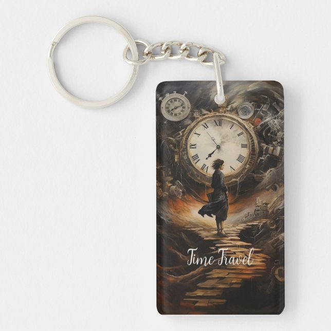Llavero Time Travel Steampunk Keychain - Clock Fantasy Art (Frente)