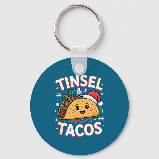 Llavero Tinsel And Tacos Cute Christmas Mexican Food Fun  (Anverso)