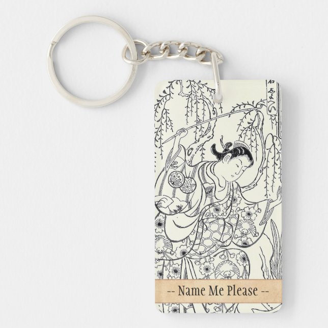 Llavero Tinta japonesa de la señora de la belleza del (Frente)