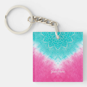 Llavero Tinta rosa y azul con estilo Mandala Sway