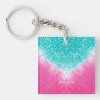 Llavero Tinta rosa y azul con estilo Mandala Sway
