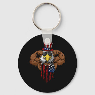 Llavero Tío musculoso con bandera americana agachado hacie