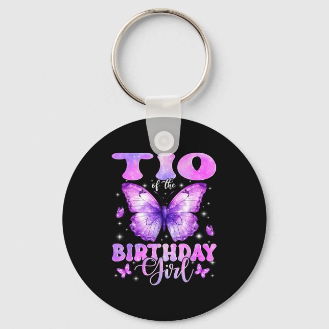 Llavero Tio Of The Birthday Girl Butterfly Funny Family  (Anverso)