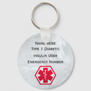 Llavero Tipo 1 o 2 personalizados alarma diabética