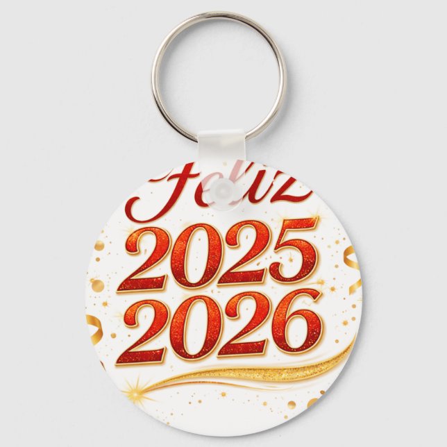 Llavero Tipo Chapa con Diseño “Feliz 2025–2026” |  (Anverso)