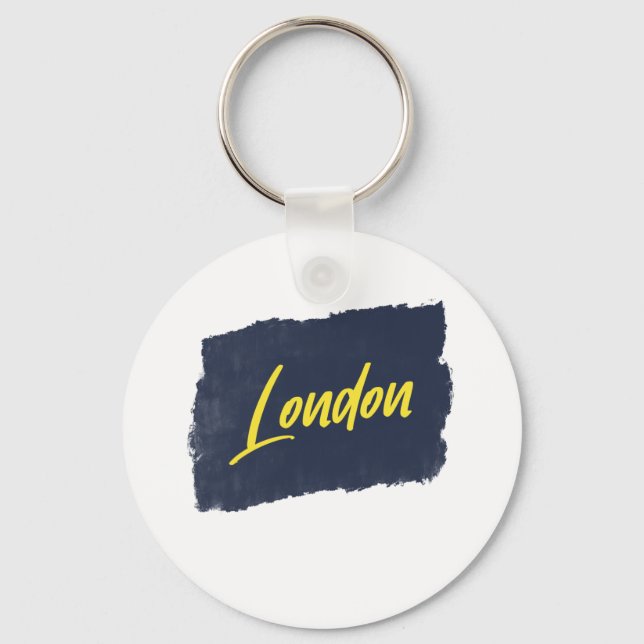Llavero Tipografía amarilla manuscrita de Londres (Anverso)