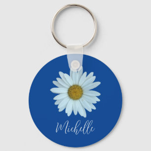 Llavero Tipografía Cuta Monograma Daisy Botánico Blanco