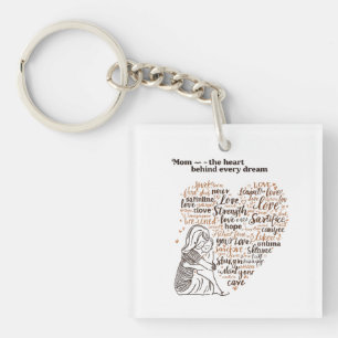 Llavero Tipografía de citas inspiradoras para mamá con tod