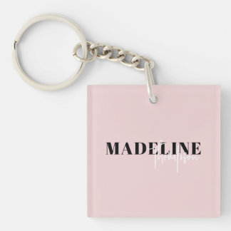Llavero Tipografía de Moda moderna Guión Feminina Rosa Lig