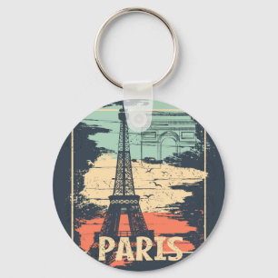 Llavero Tipografía de París: poster abstracto de Eiffel.