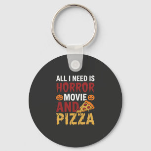 Llavero Tipografía de película de terror y pizza de Hallow