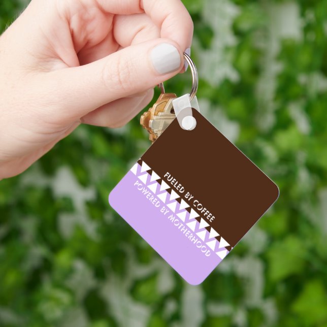 Llavero Tipografía femenina a rayas | Coffee Mom Cita (Mano)