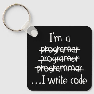 Llavero Tipografía Humor de Programador Escribo Código Grá