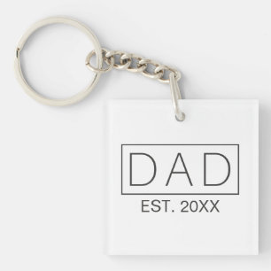 Llavero Tipografía Minimalista simple de papá   Keychain