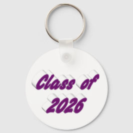 Llavero Tipografía púrpura de la promoción de 2026 graduac