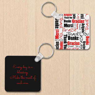 Llavero Tipografía Red Black Multilingual "Gracias"