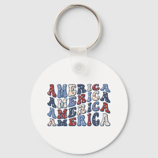 Llavero Tipografía Retro Patriótica Americana Groovy