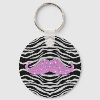 Llavero Tiras De Cebra Y Mustache De Lluvia Rosa