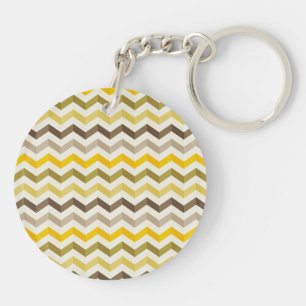 Llavero Tiras de Chevron de Oro Earthtone con monograma re
