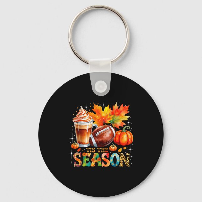 Llavero Tis The Season Fall Coffee Football Autumn Gift  (Anverso)