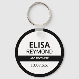 Llavero titular de la clave con nombre y fecha en blanco n