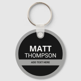 Llavero titular de la llave con el nombre . blanco y negro