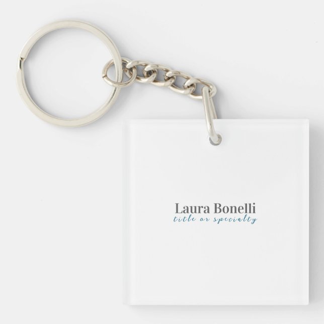 Llavero Título de nombre simple minimalista moderno profes (Frente)