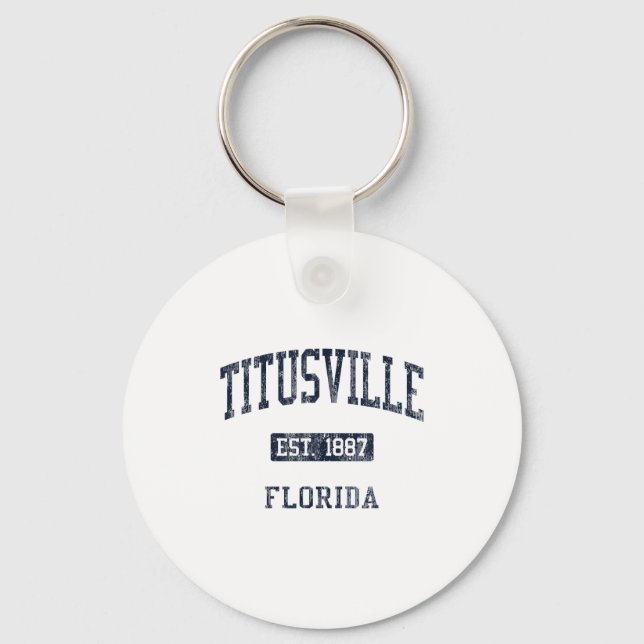 Llavero Titusville Fl Jn4 Vintage Athletic Blue Design  (Anverso)