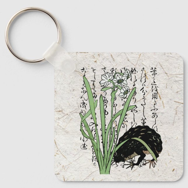 Llavero Toad de rana botánica japonesa del siglo XVIII (Anverso)