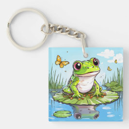 Llavero Toad lindo en Lily Pad