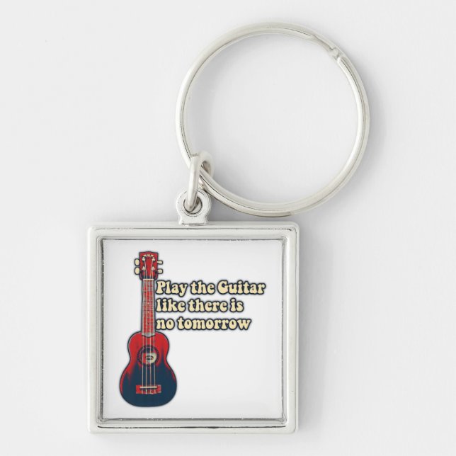 Llavero Toca la guitarra como si no hubiera mañana. retro (Frente)