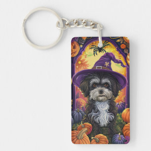 Llavero Tocante Perro Havanés Halloween Bruja Y Calabaza