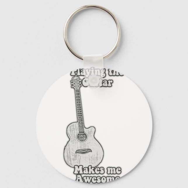Llavero Tocar la guitarra me hace increíble. blanco y negr (Anverso)