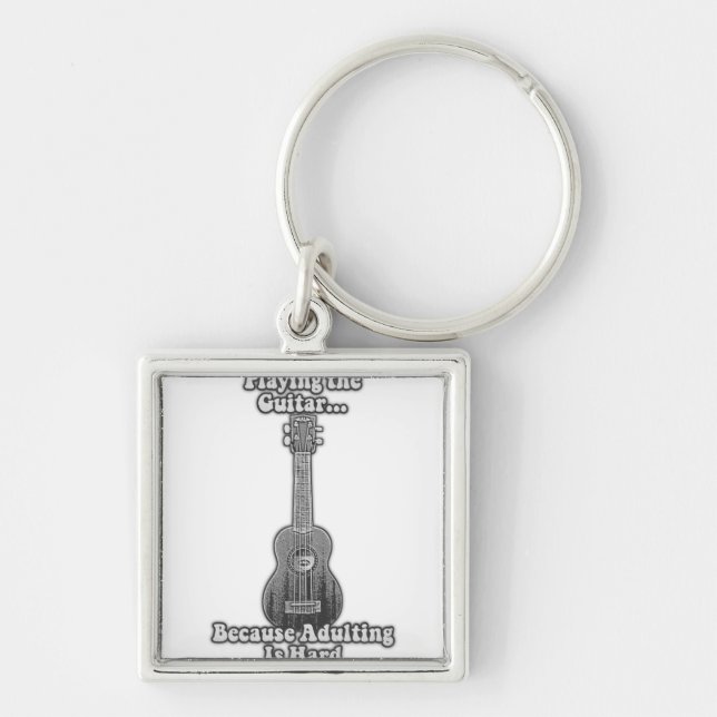 Llavero Tocar la guitarra porque adular es difícil. B y W (Frente)