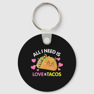 Llavero Todo Lo Que Necesito Es Amor Y Tacos Funny Día de 