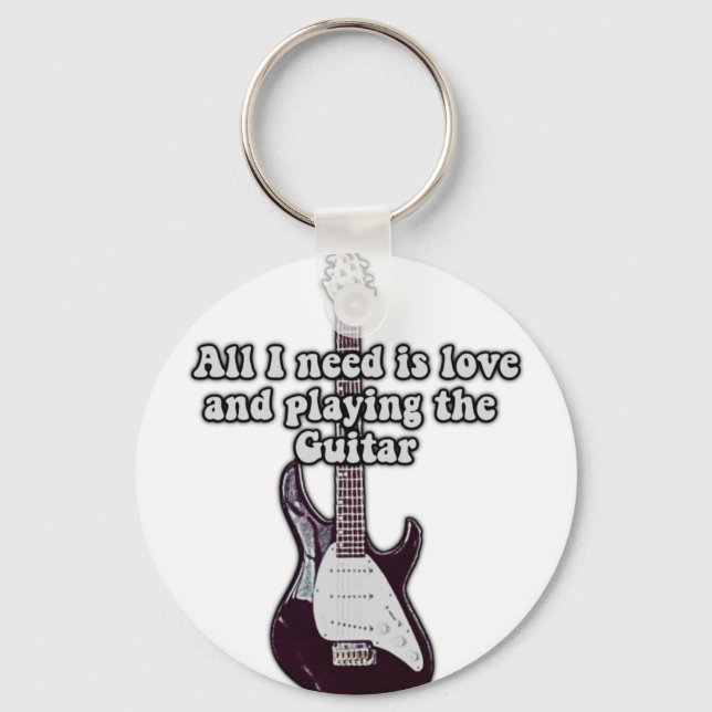 Llavero Todo lo que necesito es amor y tocar la guitarra. (Anverso)