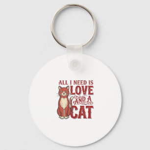 Llavero Todo lo que necesito es amor y un gato Diseño vint