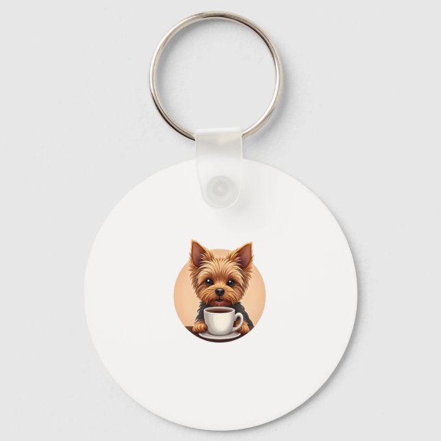 Llavero Todo lo que necesito es café y yorkie (Anverso)